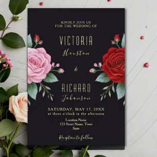 Invitation Boho Floral Dark Burgundy Watercolor Mariage