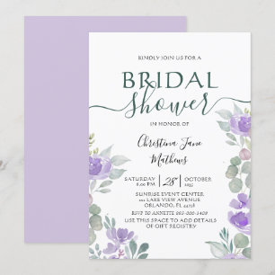 Invitation Boho Floral Eucalyptus Purple Fête des mariées