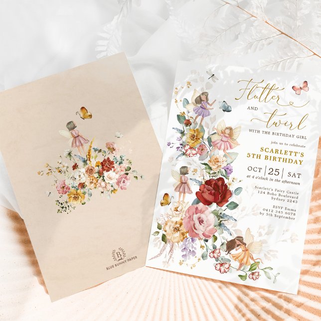 Invitation Boho Floral Fairy Princess Garden Fête d'anniversa (Créateur téléchargé)