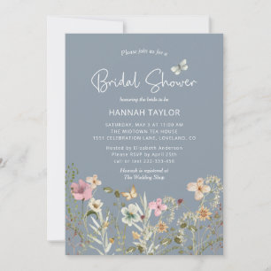 Invitation Boho Floral Fleur sauvage Dusty Fête des mariées b