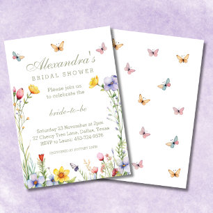 Invitation Boho Floral Fleur sauvage Fête des mariées de prin