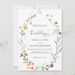 Invitation Boho Floral Fleur sauvage Wreath Mariage botanique