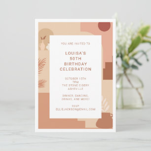 Invitation Boho Floral Flush Terracotta 50e anniversaire