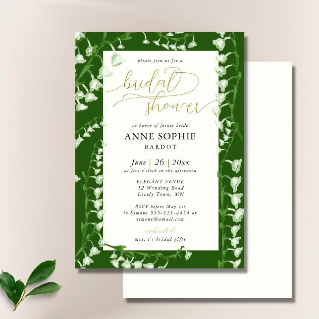 Invitation Boho Floral Frame Lily Valley Gold Fête des mariée (Créateur téléchargé)