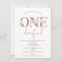 Boho Floral Girls Onederful 1er anniversaire