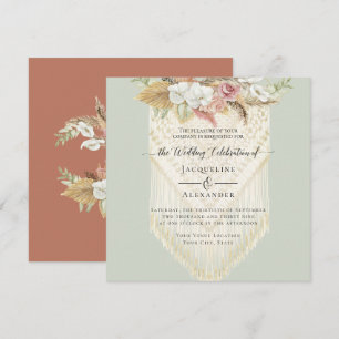 Invitation BOHO Floral Greenery Pampas Grass Mariage Macrame