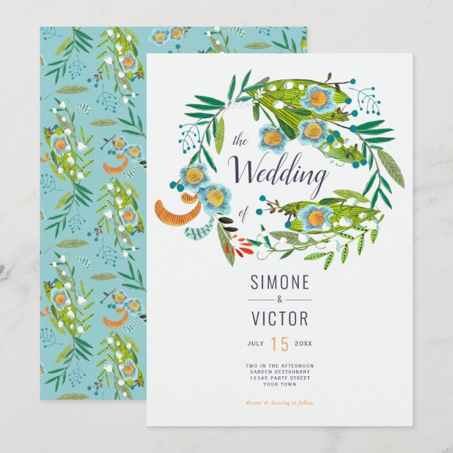 Invitation Boho Floral Lily de Vallée Mariage (Devant / Derrière)