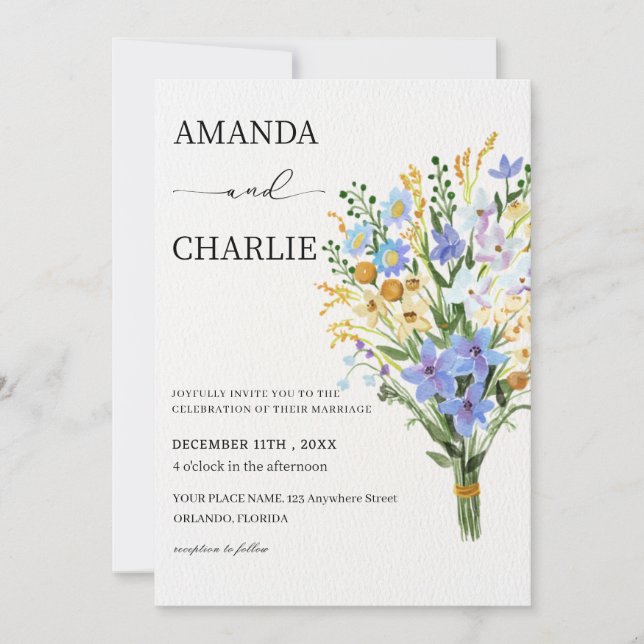 Invitation Boho Floral Mariage (Devant)