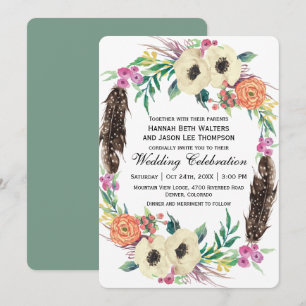Invitation Boho Floral Mariage