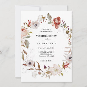 Invitation Boho Floral Mariage Wreath