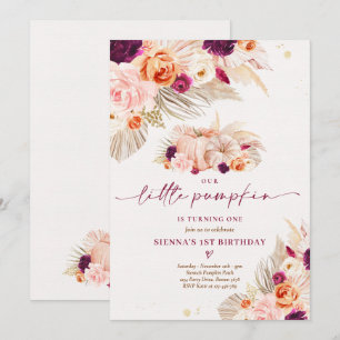 Invitation Boho Floral Notre Petit Citrouille 1ère fête d'ann