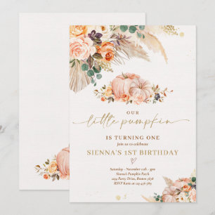 Invitation Boho Floral Notre Petit Citrouille 1ère fête d'ann