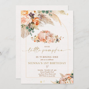 Invitation Boho Floral Notre Petit Citrouille 1ère fête d'ann