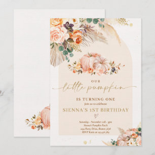 Invitation Boho Floral Notre Petit Citrouille 1ère fête d'ann