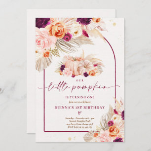 Invitation Boho Floral Notre Petit Citrouille 1ère fête d'ann