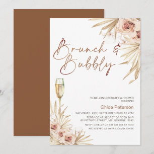 Invitation Boho Floral Palm Brunch Fête des mariées Bubbly