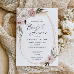 Invitation Boho Floral Pampas Grass Fête des mariées