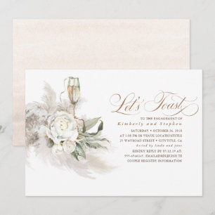 Invitation Boho Floral Pampas Grass Green Party