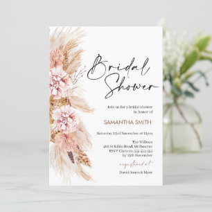 Invitation Boho Floral Pampas Grass nuptiale de douche Invita