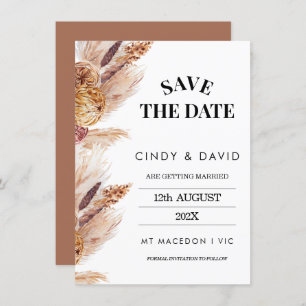 Invitation Boho Floral Pampas Mariage Grass Enregistrer La Da
