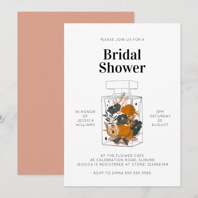 Invitation Boho Floral Parfum Brunch Fête des mariées (Devant / Derrière)