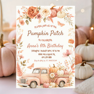 Invitation Boho Floral Patch de Citrouilles Anniversaire Fête
