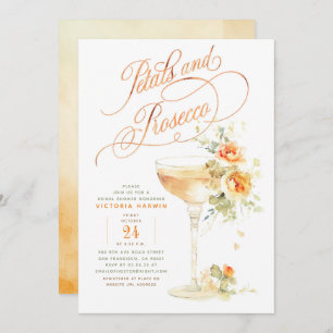 Invitation Boho Floral Petals et Prosecco Fête des mariées
