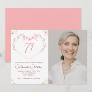 Invitation Boho Floral Photo moderne 71e anniversaire invitat