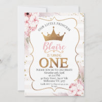Boho Floral Princess Crown 1er anniversaire Invita