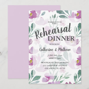Invitation Boho Floral rose Mariage Dîner de répétition