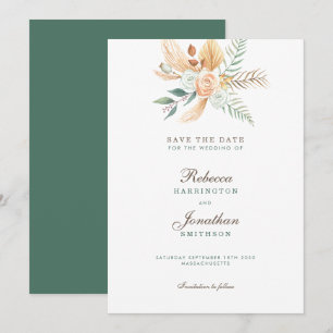 Invitation Boho Floral Rustic Green Wedding Enregistrer La Da