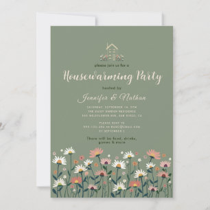 Invitation Boho Floral Sage Green Automne Fête de réchauffeme