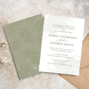 Invitation Boho Floral Simple Aquarelle Vert Palm Feuilles