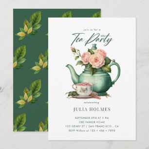 Invitation Boho Floral Spring   Teacup Tea Party
