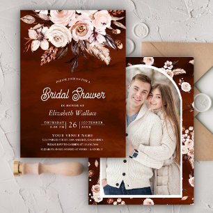 Invitation Boho Floral Terre Cuite Photographique Baby Shower