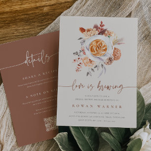 Invitation Boho Floral tout en une Fête des mariées de café