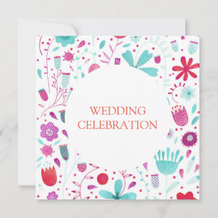 Invitation Boho Flower Meadow Aquarelle Mariage Turquoise