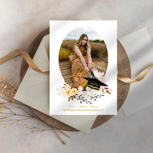 Invitation Boho Flowers & Casquette Graduation Photo Invitati