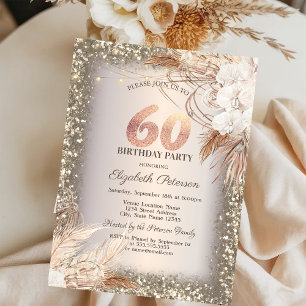 Invitation Boho Flowers, Lumières Parties scintillant Cadre 6