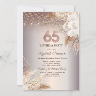 Invitation Boho Flowers, String Lights Parties scintillant 65