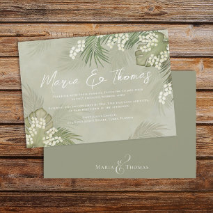 Invitation Boho Foliage Aquarelle Tropical Palm Feuilles