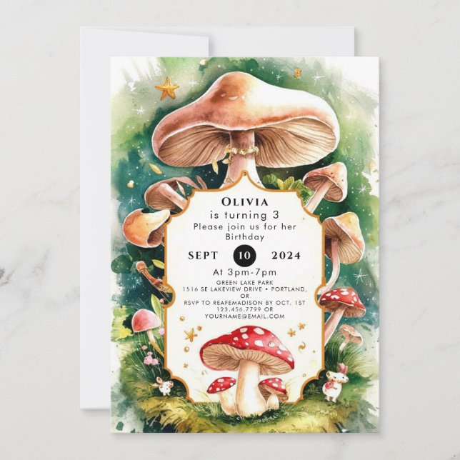 Invitation Boho Forest Champhroom Anniversaire (Devant)