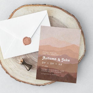 Invitation Boho Forest Mounts Retro rose et Mariage Brown