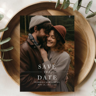 Invitation Boho Forêt Moderne Photo Mariage Enregistrer La Da
