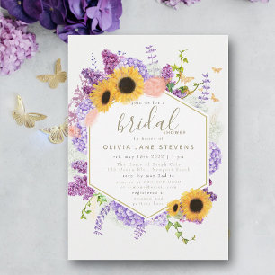 Invitation Boho Frame Papillon tournesol Fête des mariées de