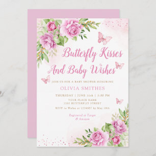 Invitation Boho Garden Papillon rose Baisers Baby shower fill