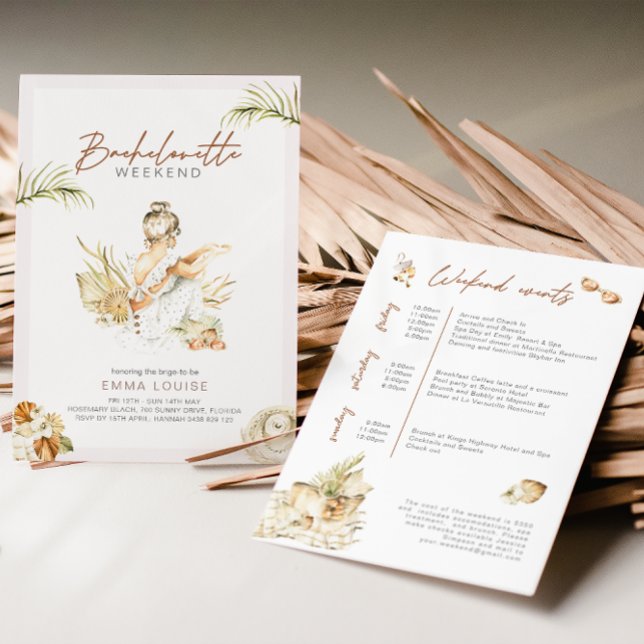Invitation Boho Girl Beach Pampas Grass Bachelorette (Créateur téléchargé)