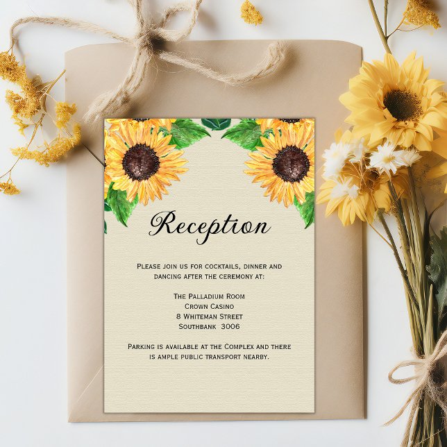 Invitation Boho Golden Floral Sunflowers Réception de mariage (Créateur téléchargé)