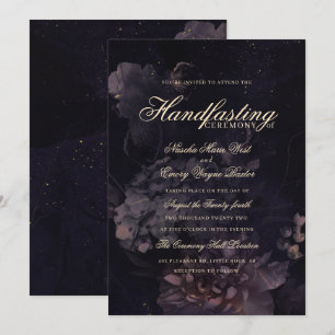 Invitation Boho gothique foncé violet à la main florale