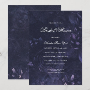 Invitation Boho gothique foncé violet Fête des mariées floral